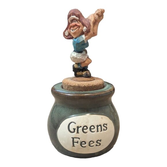 Jar With Cork Lid Tumbleweed Pottery Green Fees Teal USA Handcrafted Golf Golfer - Picture 7 of 16